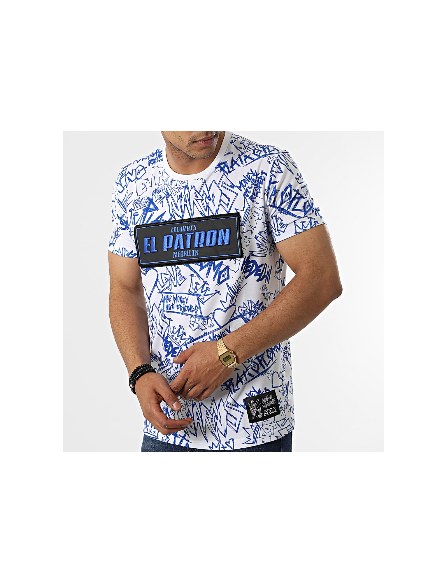 Tee shirt El Patron blanc bleu
