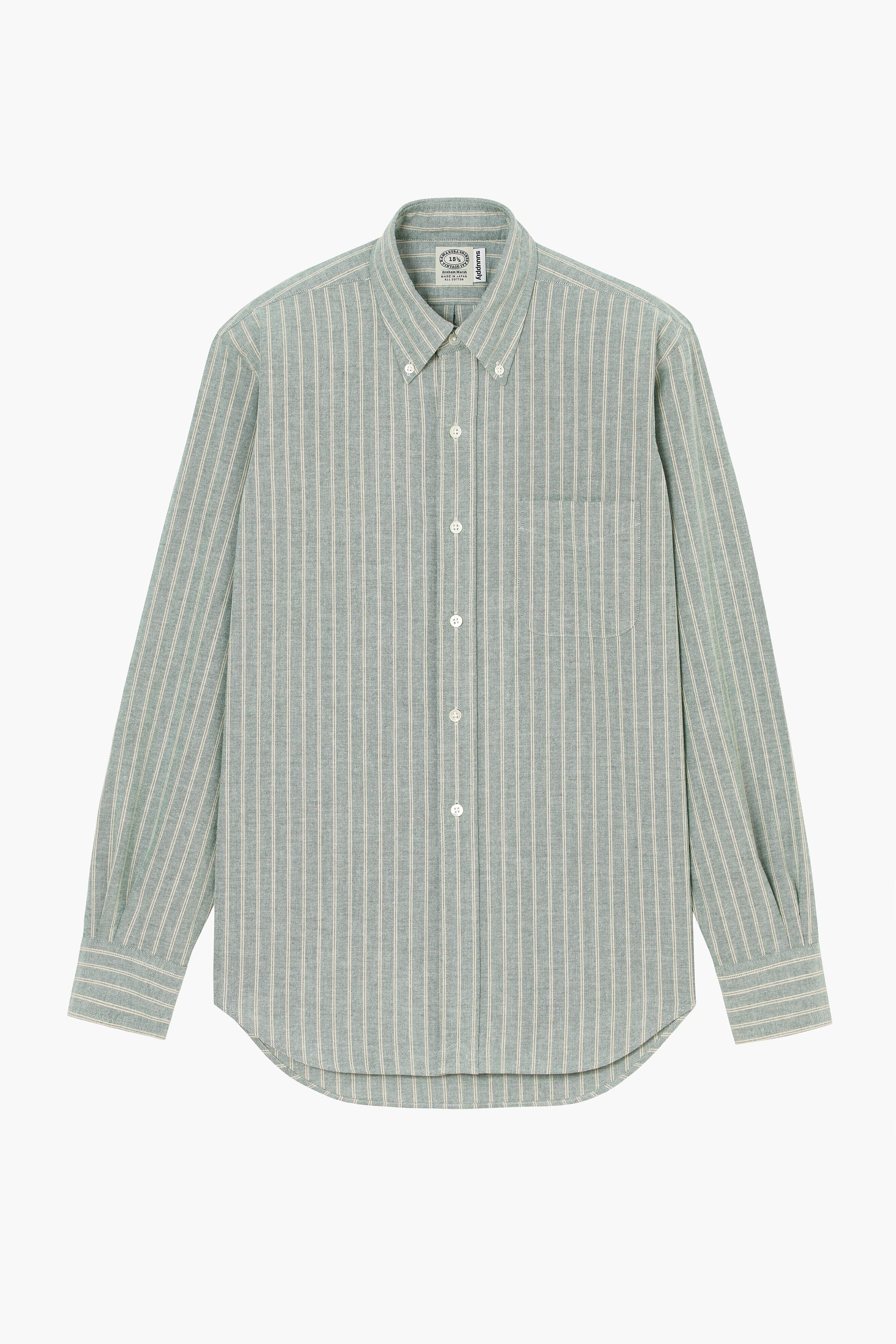 Chemise 'Vintage Ivy' - Oxford Rayé Vert/Écru
