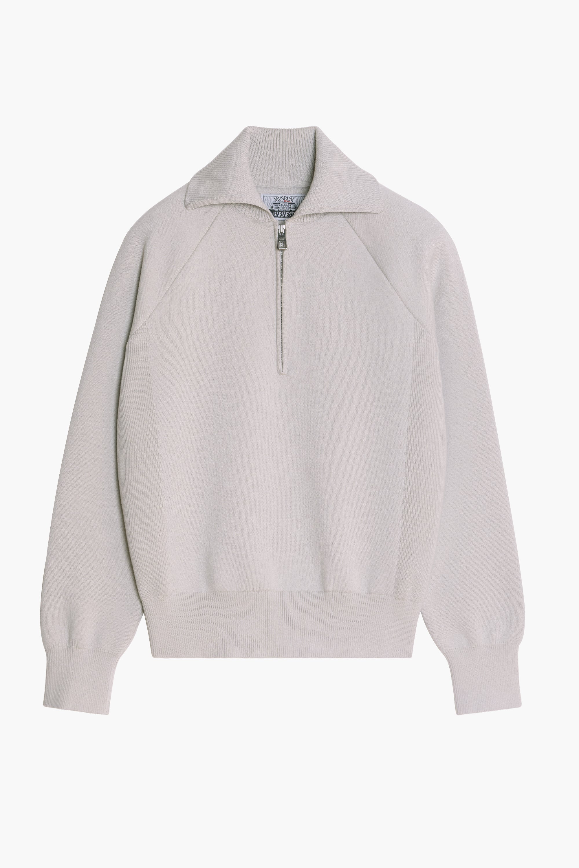 Zipped Polo Raglan - Light Grey melange