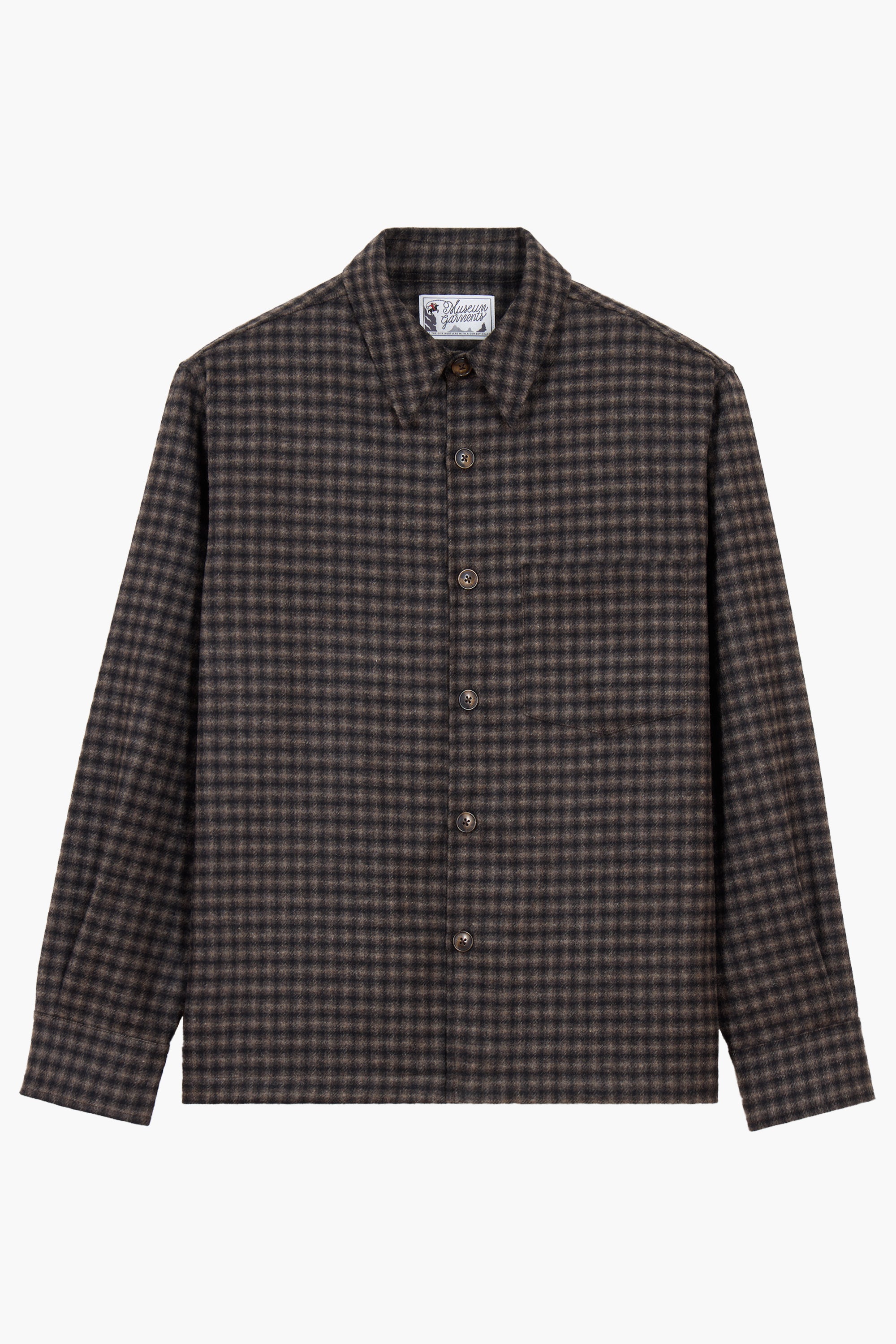 Western Overshirt - Carreaux Laine Recyclée Marron/Beige