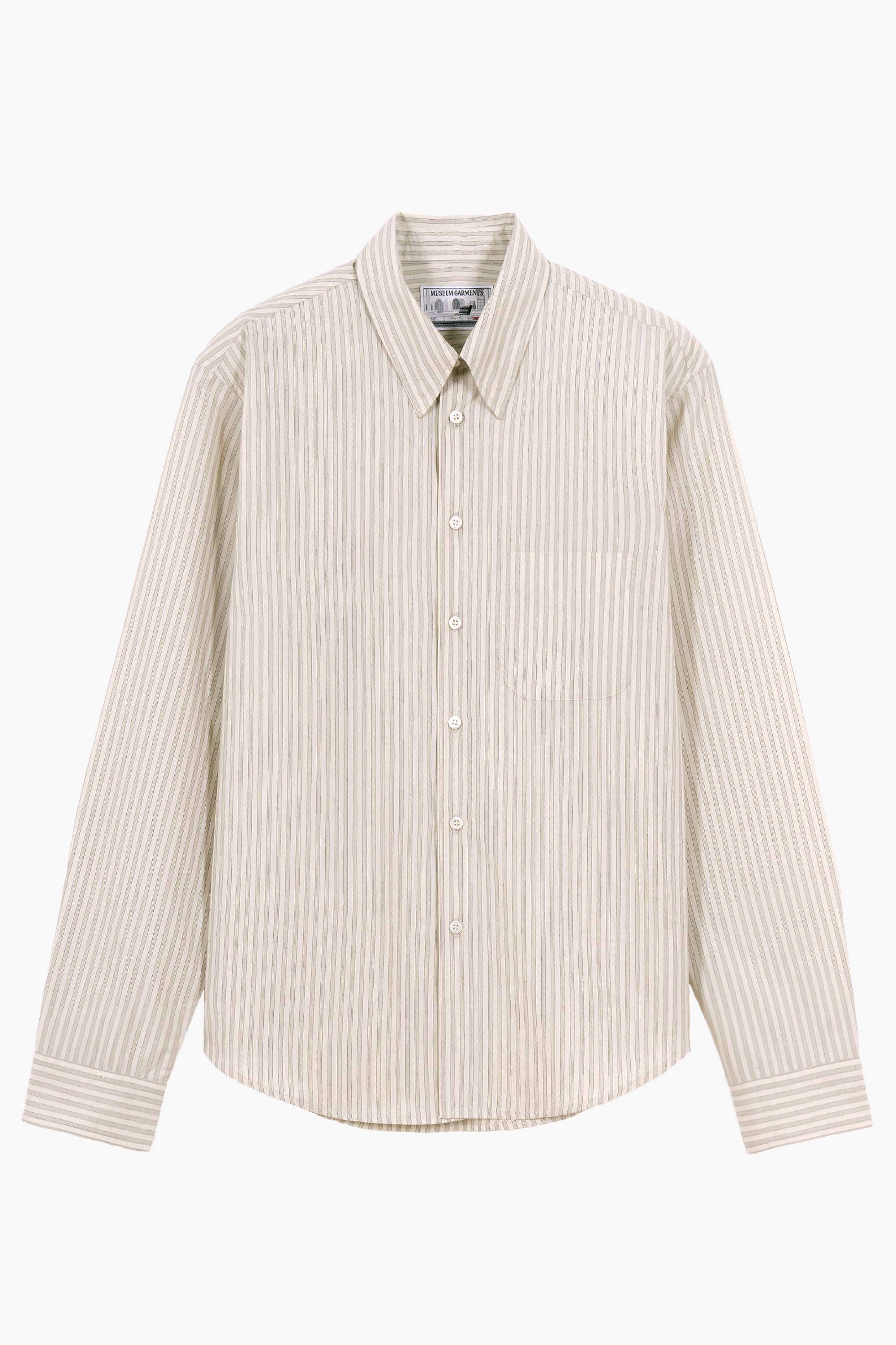 Corporate shirt - Popeline de coton rayé beige/blanc
