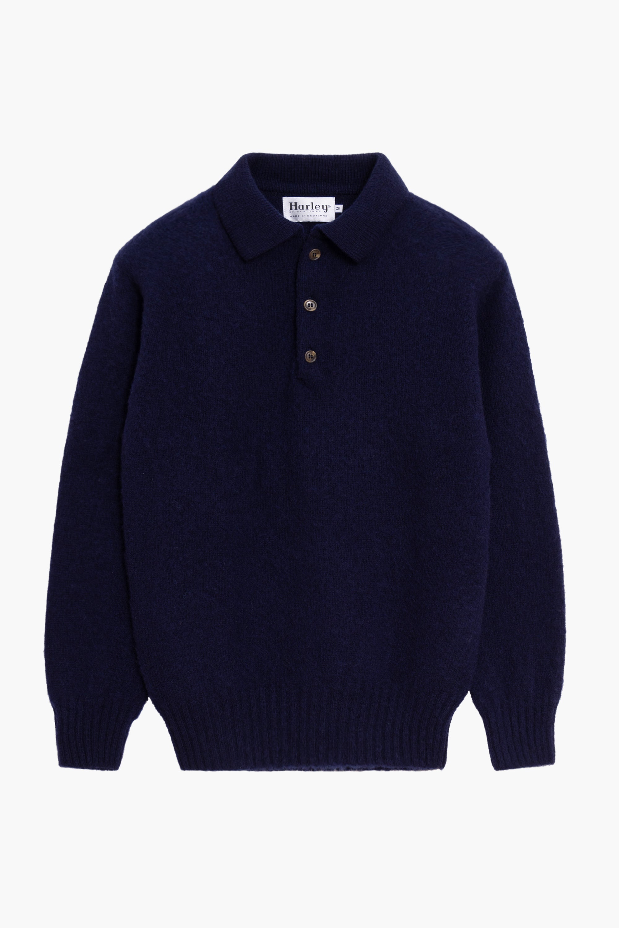Pull col polo Shaggy Dog en laine - Bleu Marine