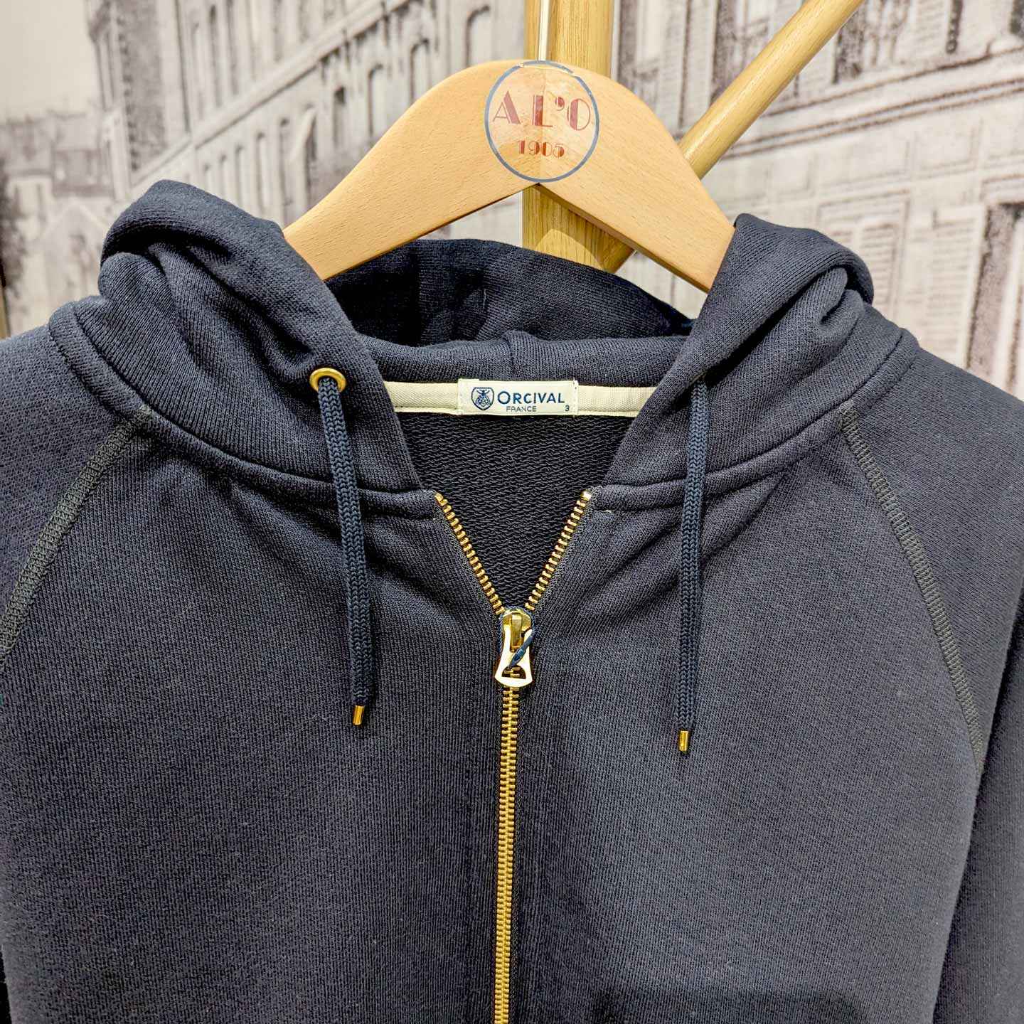Sweat à capuche Navy 100% coton, mixte
