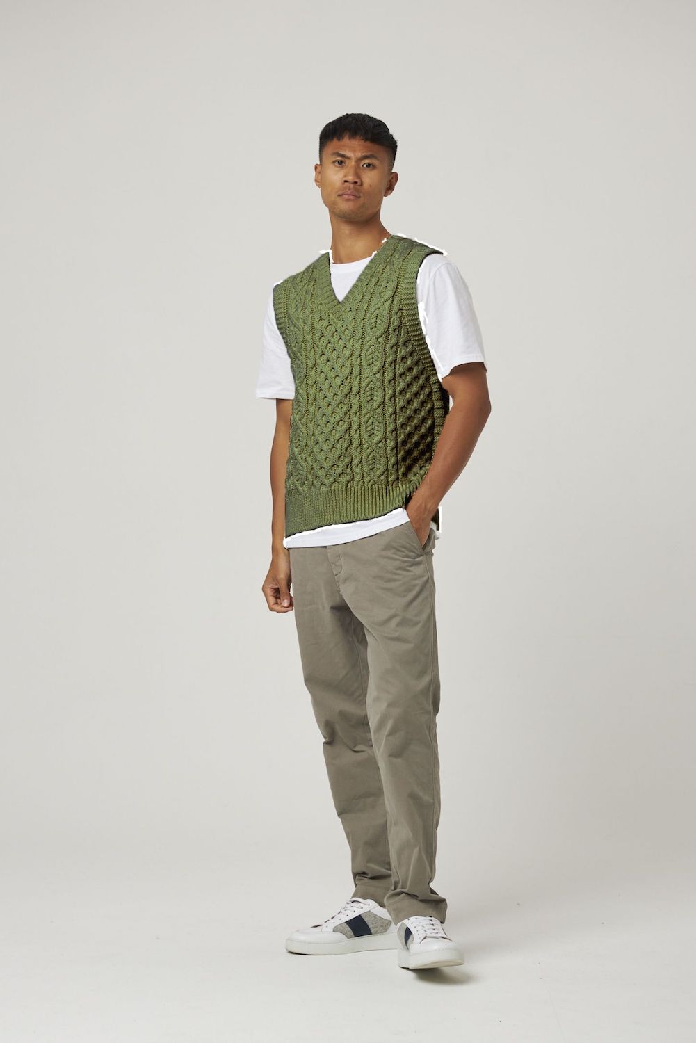 Peregrine gilet Aran vert pomme