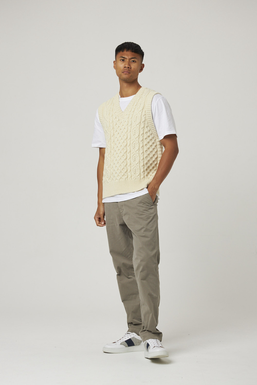 Peregrine gilet Aran écru