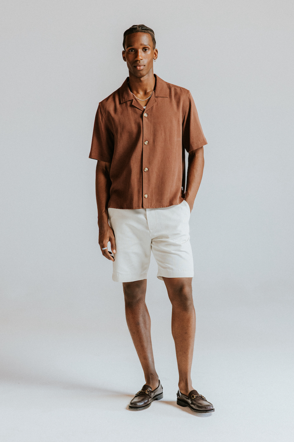 Wax London chemise Curzon en lyocell brun