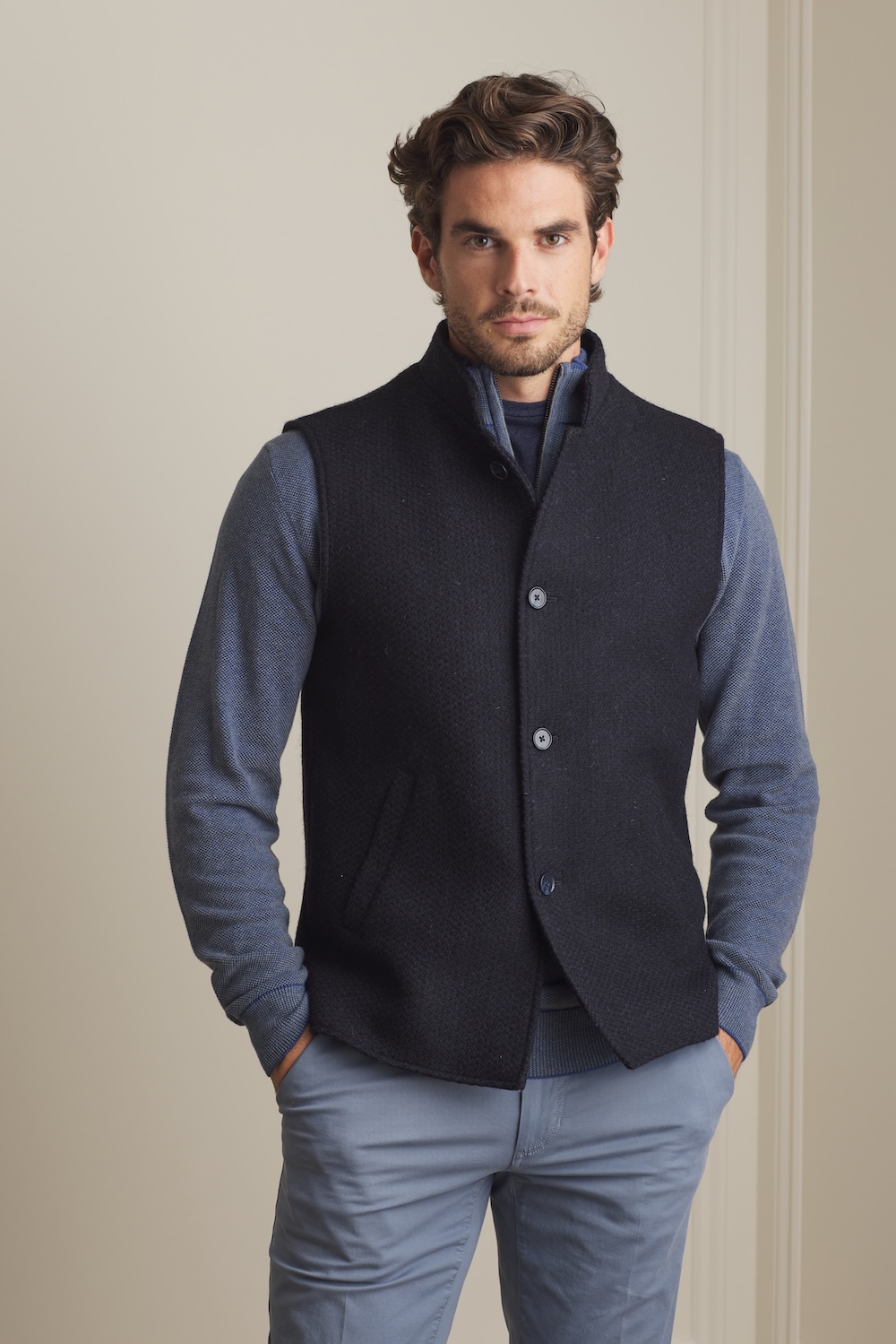 Magee gilet en tweed bleu marine
