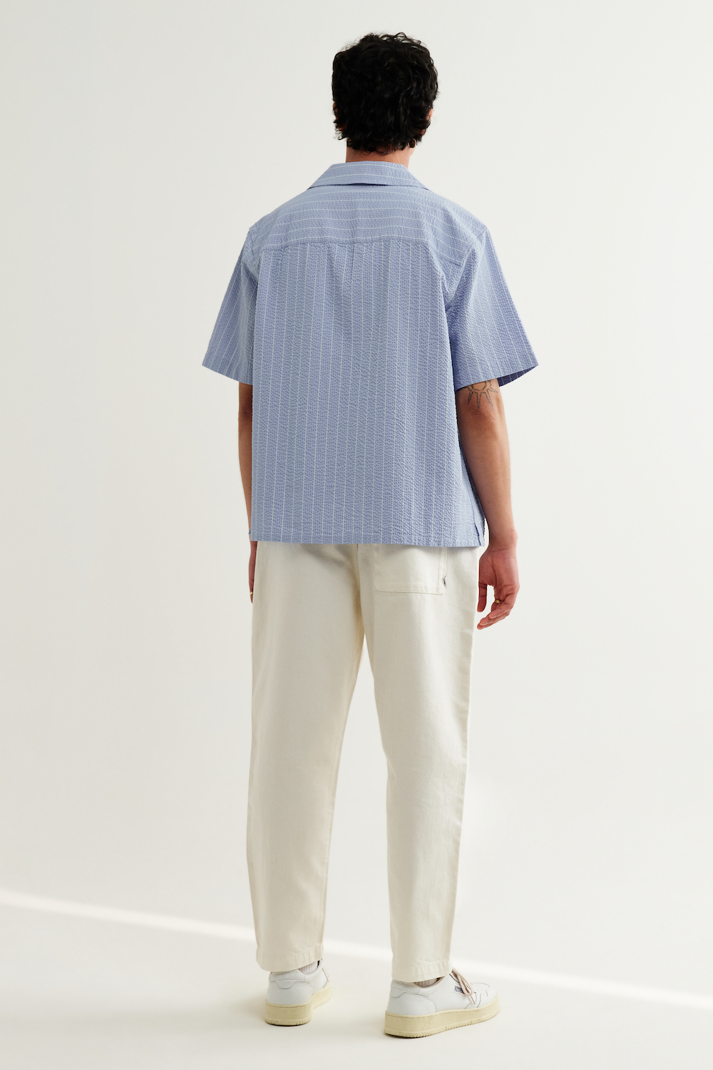 Wax London chemise en seersucker bleu pâle