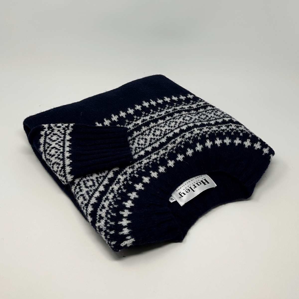 Harley of Scotland pull homme Fair Isle Navy