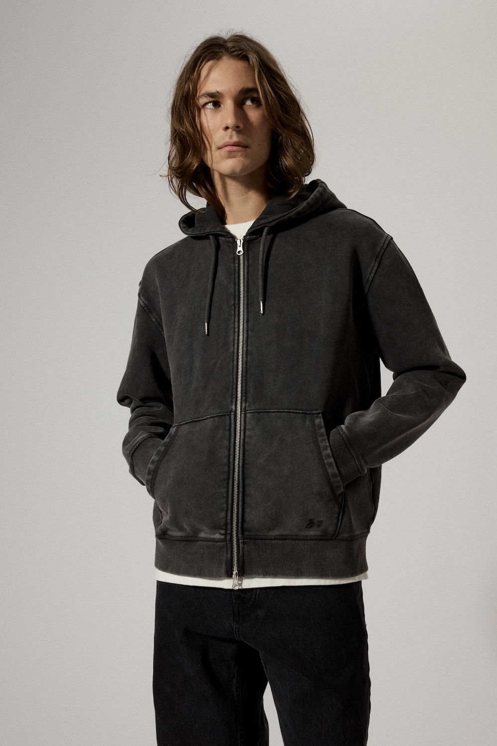 Brixtol Textiles BT Zip Hoodie noir délavé