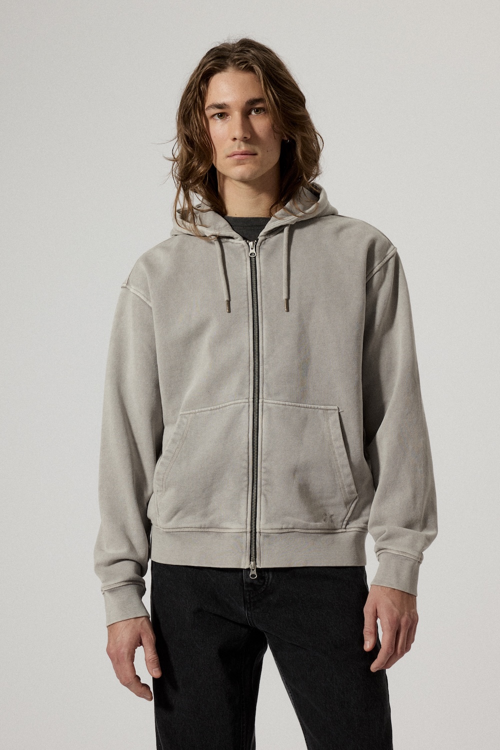 Brixtol Textiles BT Zip Hoodie gris délavé
