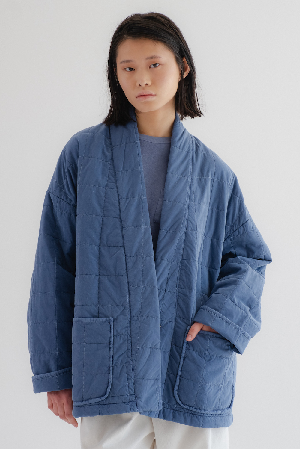 Eat Dust veste kimono unisexe matelassée bleue