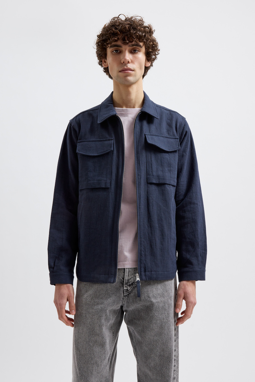 Brixtol Textiles sur-chemise Murray en lin bleu marine