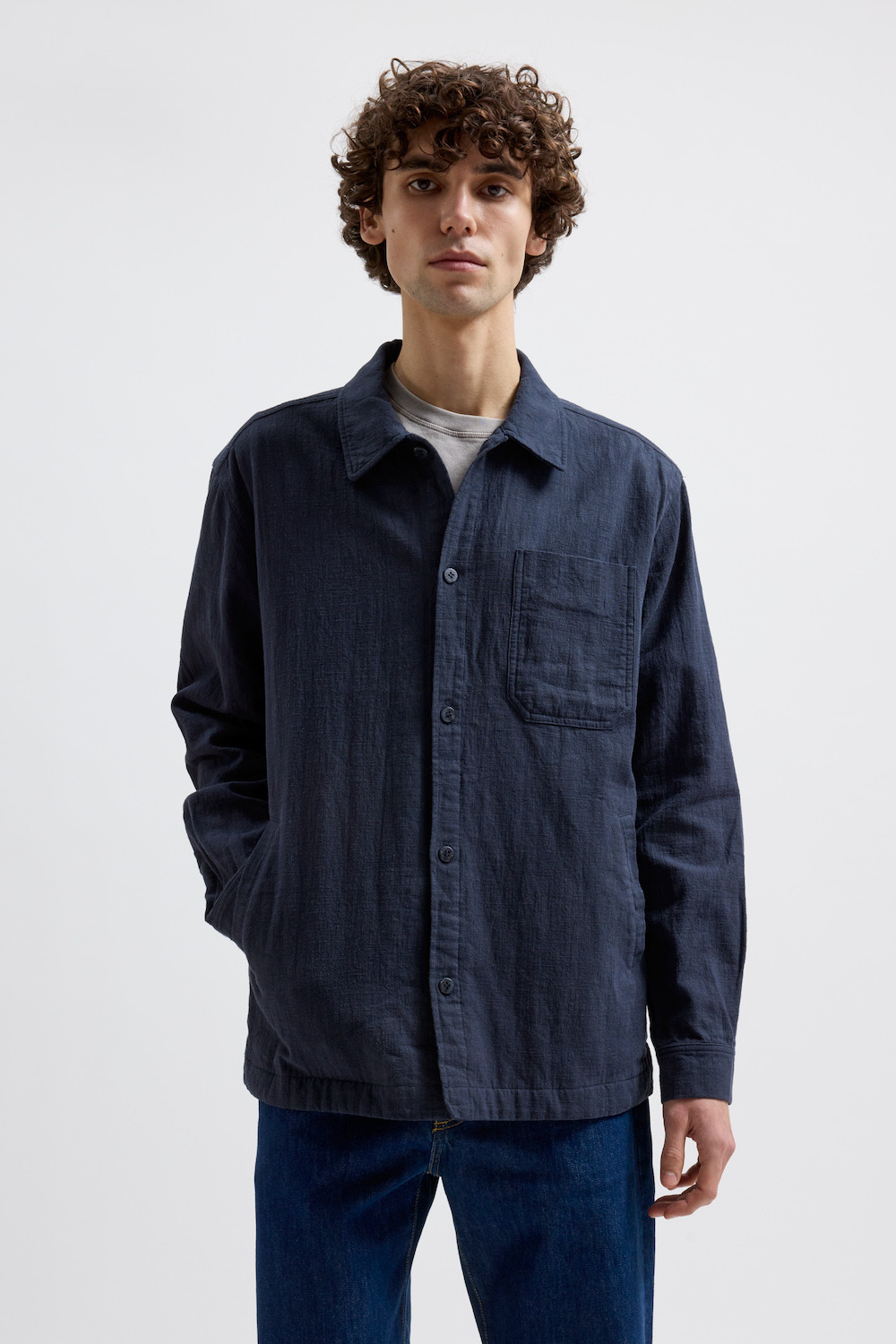 Brixtol Textiles sur-chemise Frank en lin bleu marine