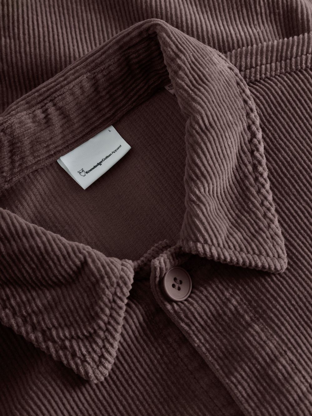 Knowledge Cotton sur-chemise en velours chocolat