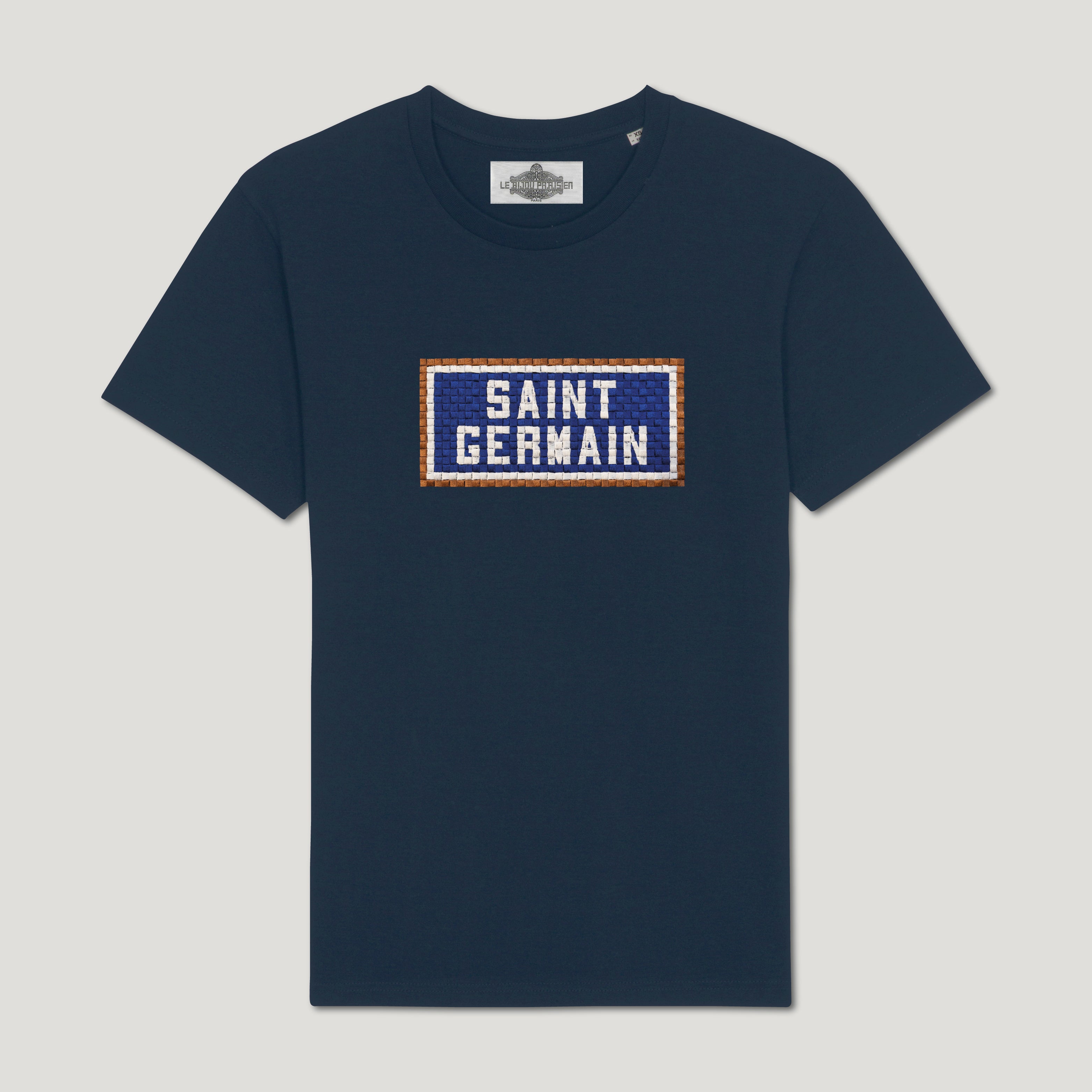 T-SHIRT COTON BIO BRODÉ - SAINT GERMAIN - NAVY