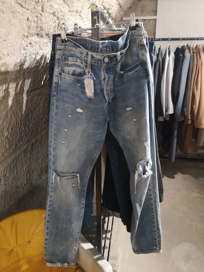 Jean bleu effet vieilli pour homme