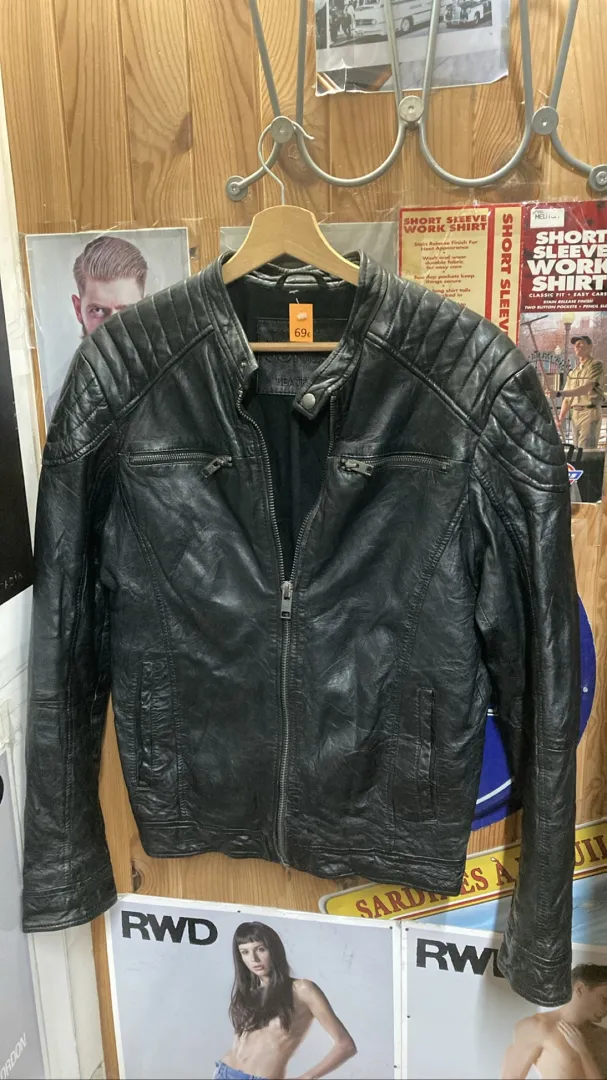 Veste en cuir noir Jack & Jones